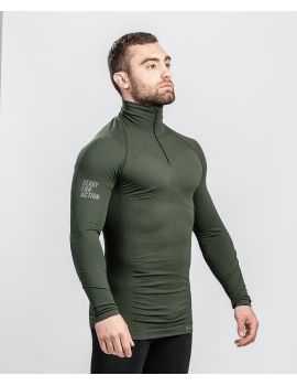 Zipped neck T-shirt Technical Line ANETO OD Green
