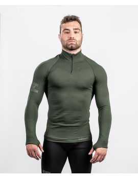 Zipped neck sweatshirt ALASKA Extreme Line OD Green