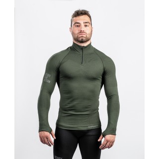 Zipped neck sweatshirt ALASKA Extreme Line OD Green