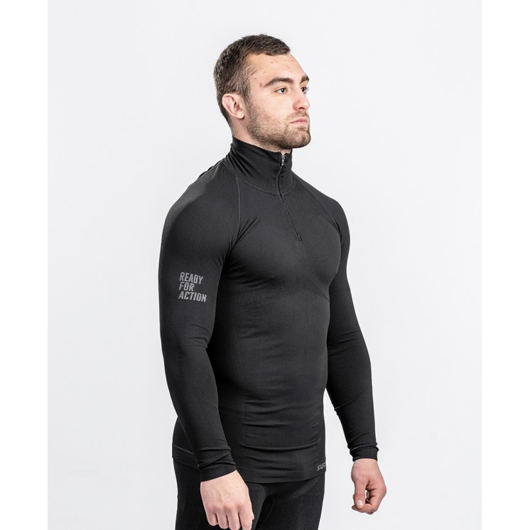 Camiseta ANETO 1/2 zip Technical line negro