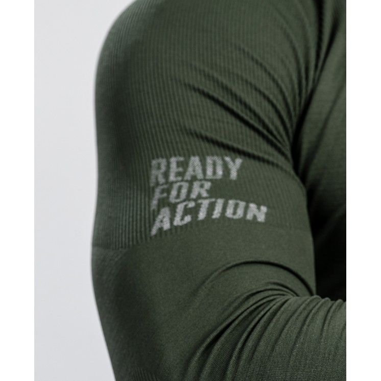 Zipped neck T-shirt Technical Line ANETO OD Green