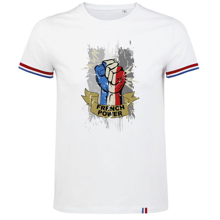 Tee-shirt blanc avec liseré French Power