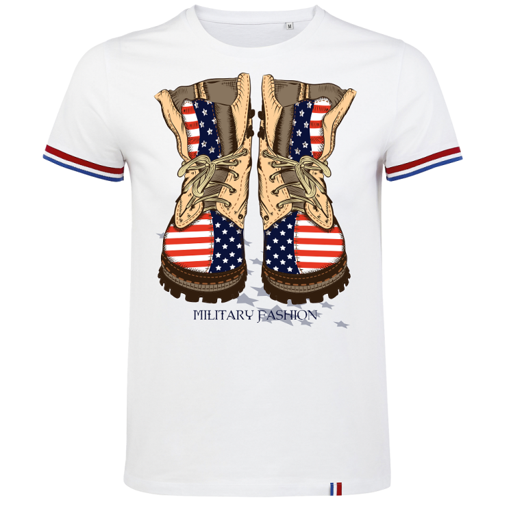 Tee-shirt blanc avec liseré Military Fashion