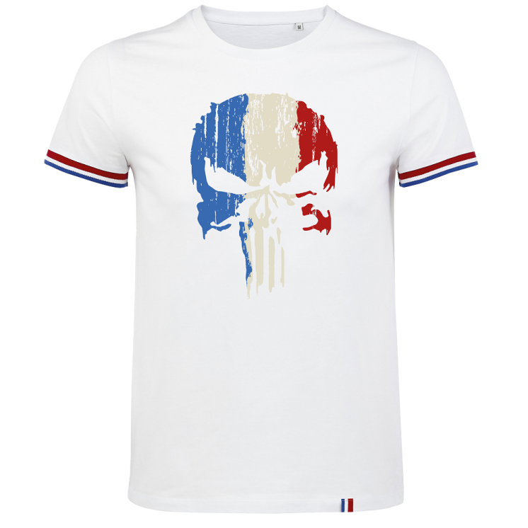 Tee-shirt blanc avec liseré Punisher