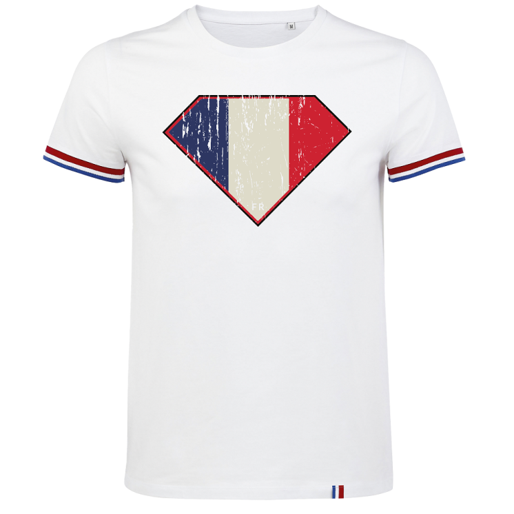 Tee-shirt blanc avec liseré Super French