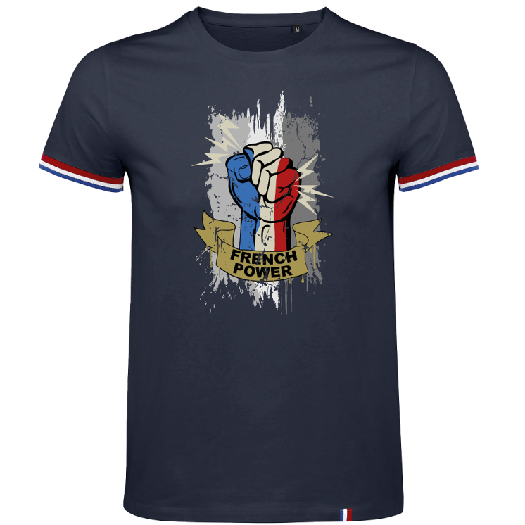 Tee-shirt marine avec liseré French Power