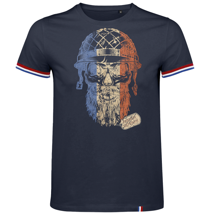 Tee-shirt marine avec liseré French Veteran