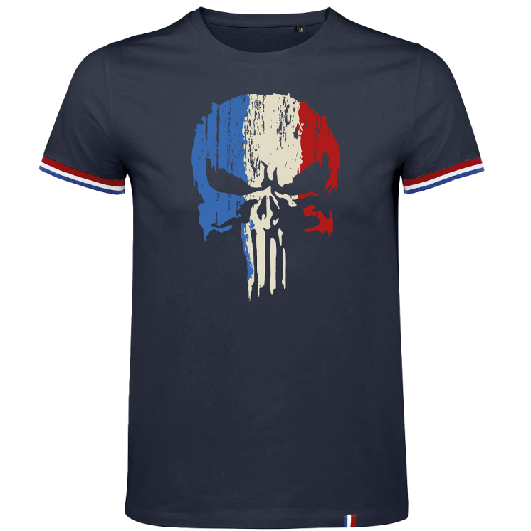 Tee-shirt marine avec liseré Punisher