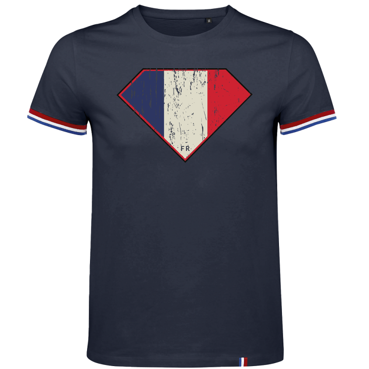 Tee-shirt marine avec liseré Super French