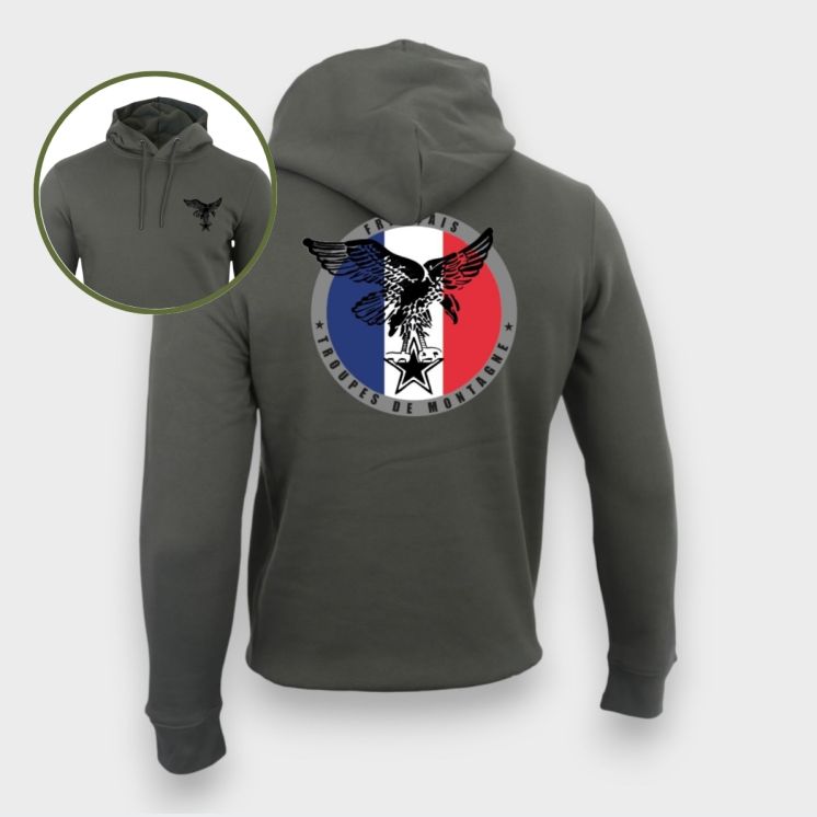 Sweat-shirt 350g Troupes de Montagne FrançaiseOrganic Kakhi