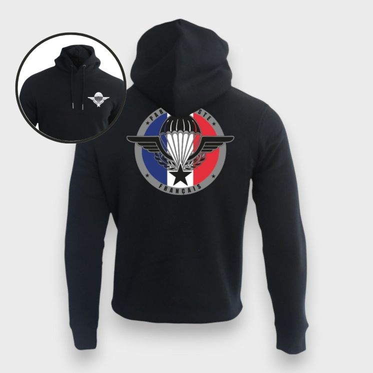 Sweat-shirt 350g Parachutiste Français Noir