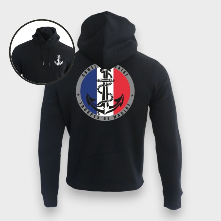 Sweat-shirt 350g Troupes de Marine France Noir