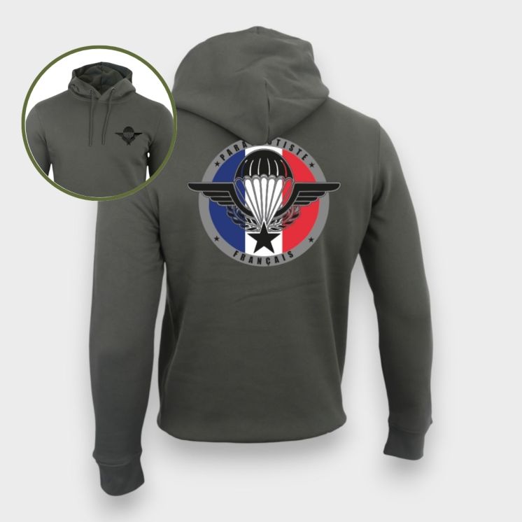 Sweat-shirt 350g Parachutiste Français Organic Kakhi