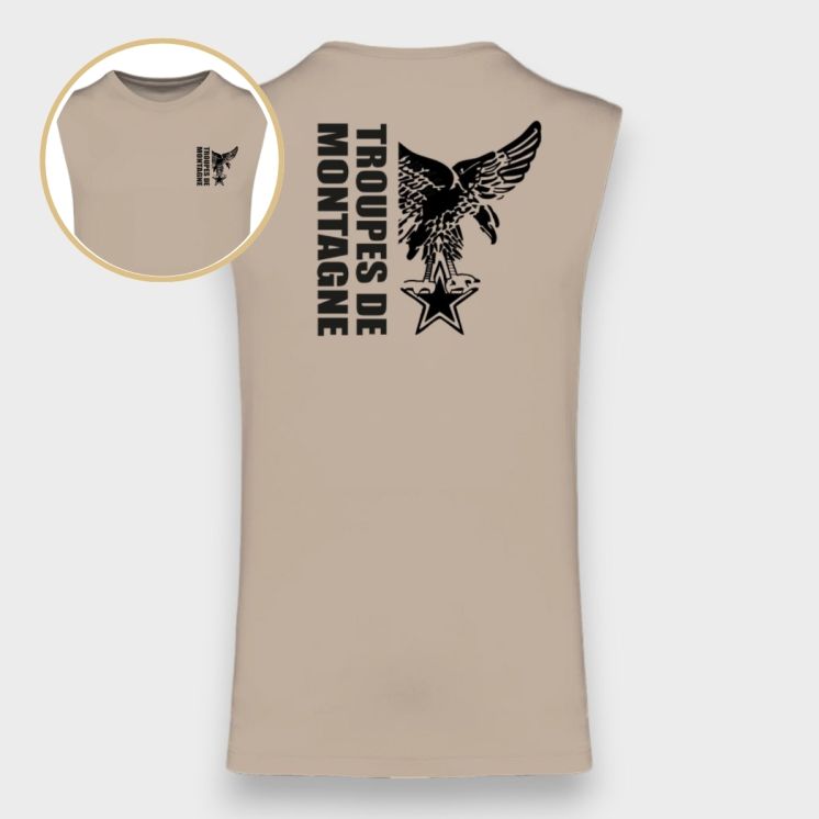 Tee-shirt sans manche Montagne design Light sand