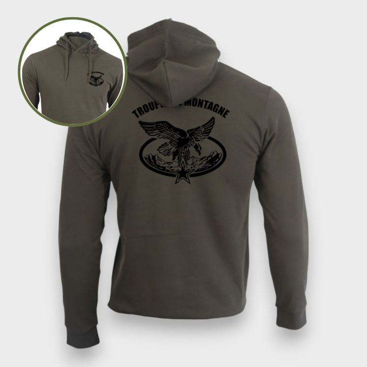 Sweat-shirt Troupes de Montagne Kaki