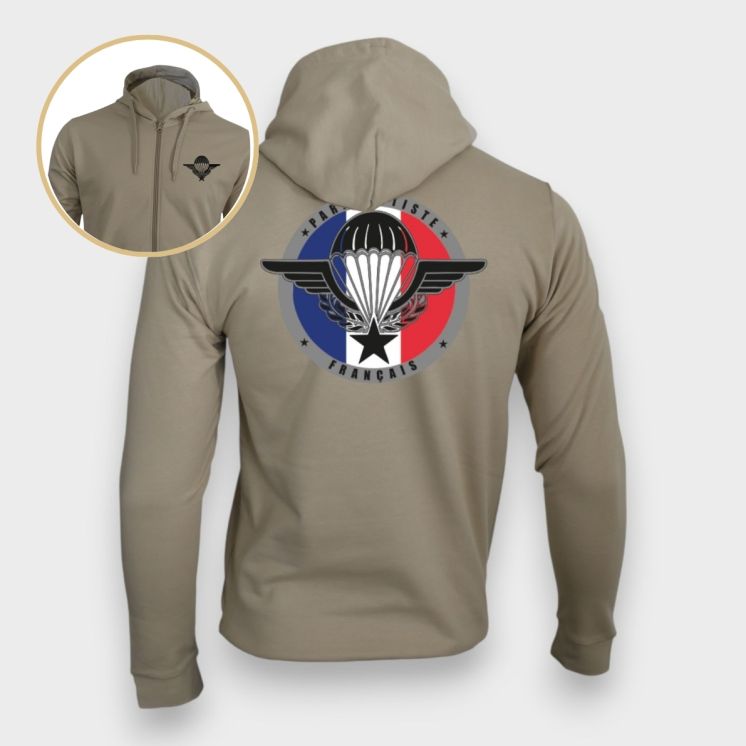 Sweat-shirt zippé Parachutiste Français Light sand