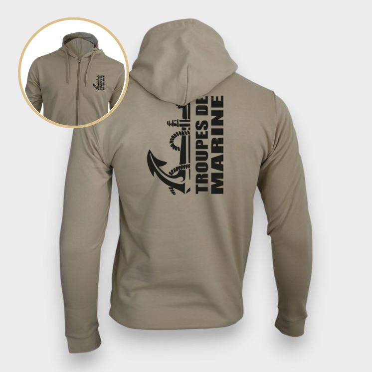 Sweat-shirt zippé Troupes de Marine DesignLight sand