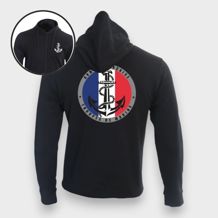 Sweat-shirt zippé Troupes de Marine FranceNoir