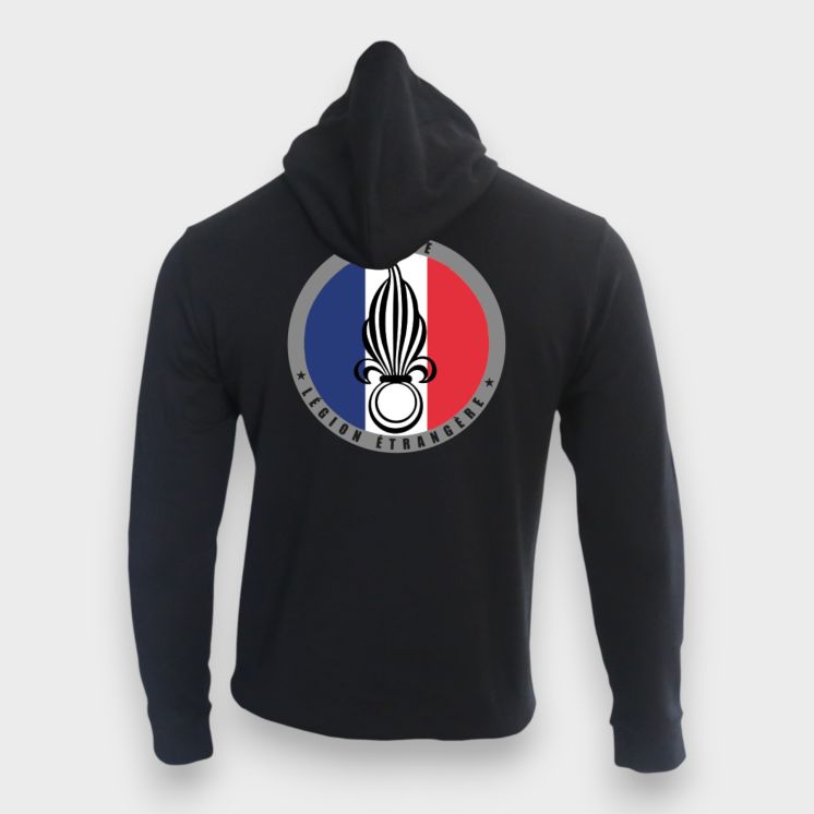 Sweat-shirt zippé Légion Etrangère France Noir