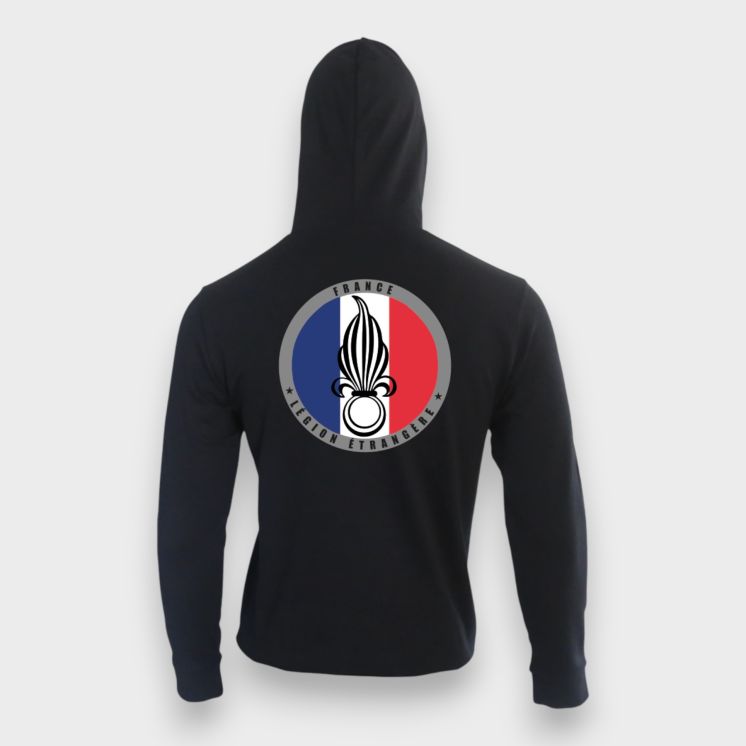 Sweat-shirt zippé Légion Etrangère France Noir
