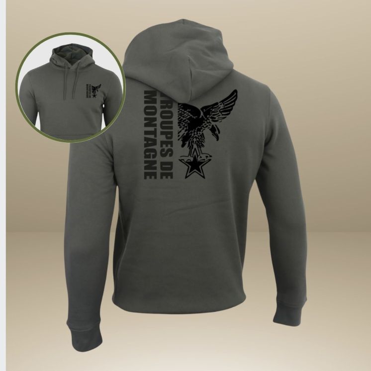 Sweat-shirt 350g Troupes de montagne Design Organic Kakhi