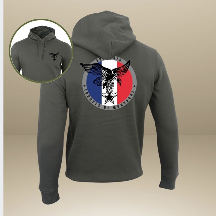 Sweat-shirt 350g Troupes de Montagne France Organic Kakhi