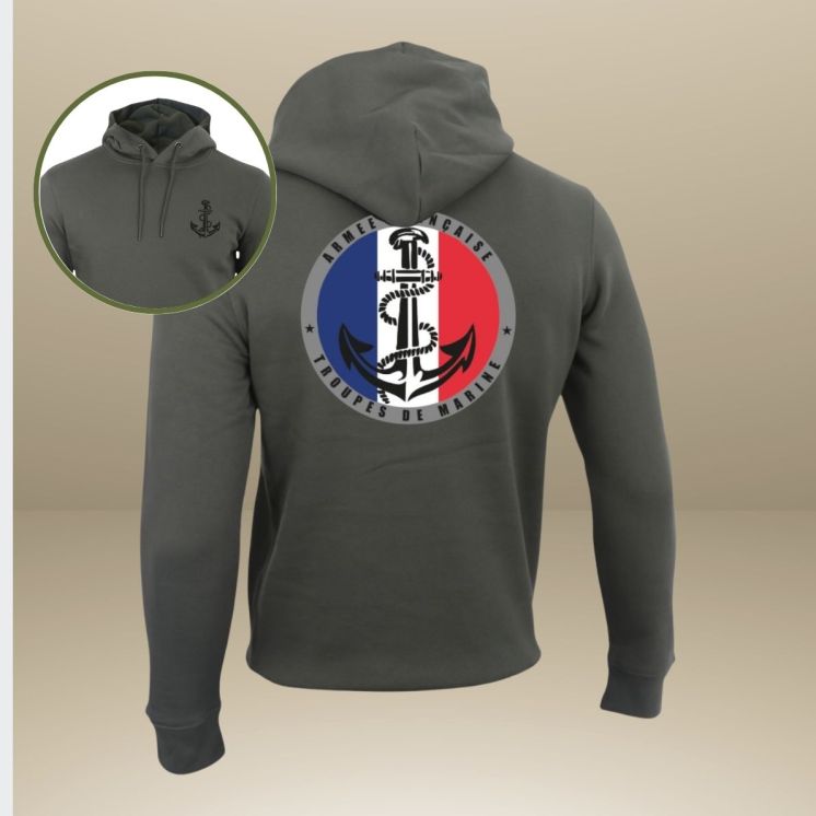 Sweat-shirt 350g Troupes de Marine FranceOrganic Kakhi