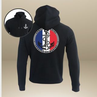 Sweat-shirt 350g Troupes de Marine France Noir