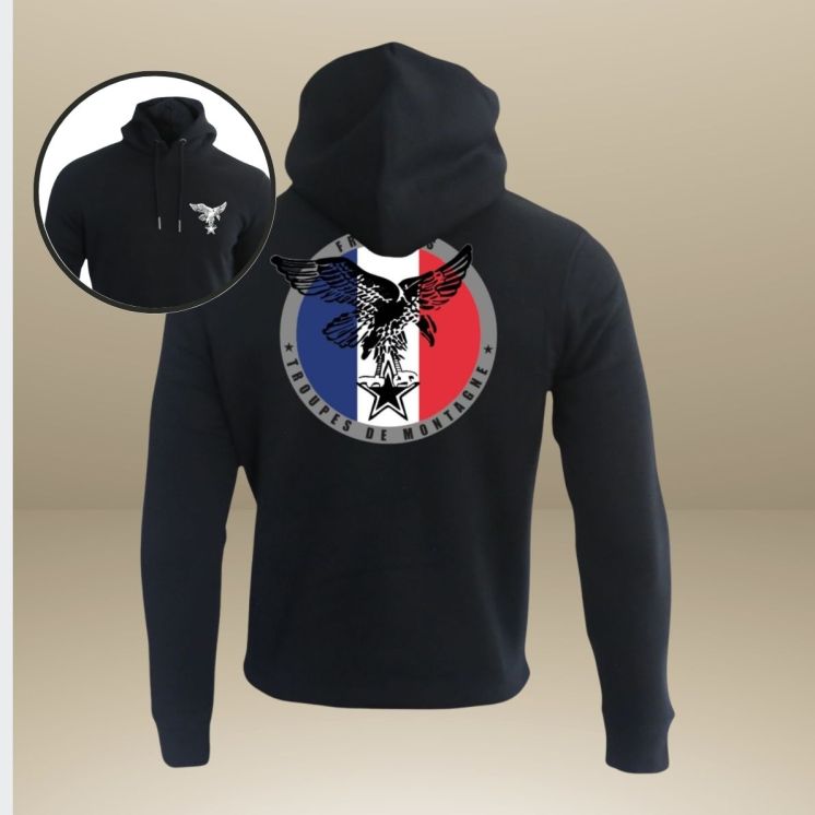 Sweat-shirt 350g Troupes de Montagne France Noir