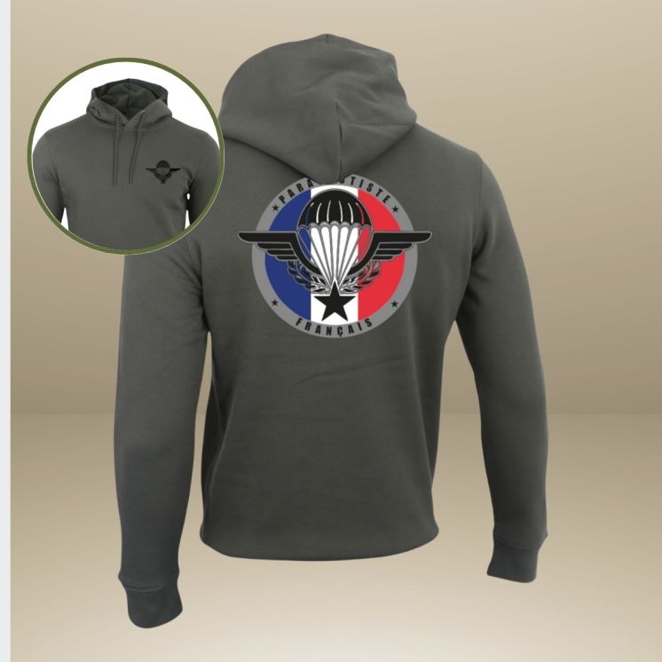 Sweat-shirt 350g Parachutiste France Organic Kakhi