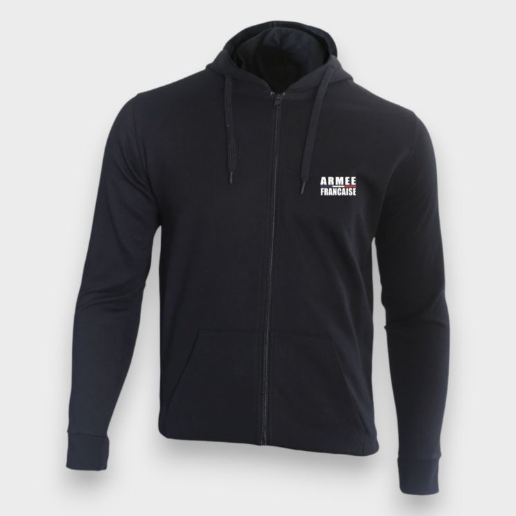 Sweat-shirt zippé Armée Française Noir
