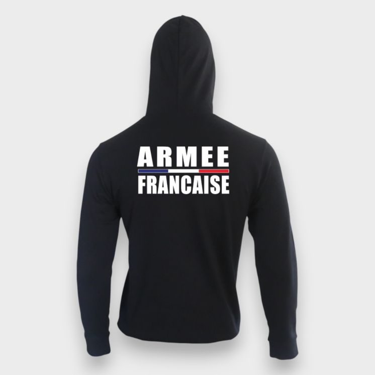 Sweat-shirt zippé Armée Française Noir