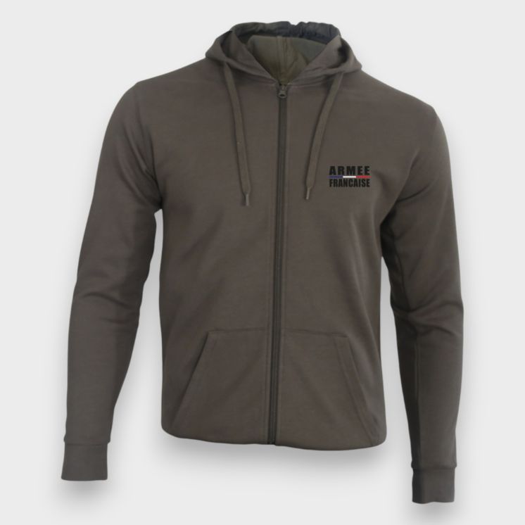 Sweat-shirt zippé Armée Française Kakhi