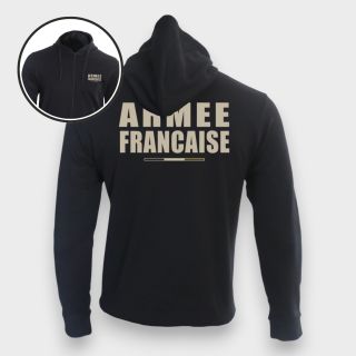 Sweat-shirt zippé Armée Française BR Noir