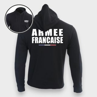 Sweat-shirt zippé Armée Française Noir