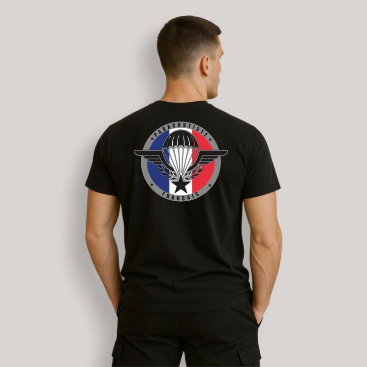 T-shirt Parachutiste Français Noir
