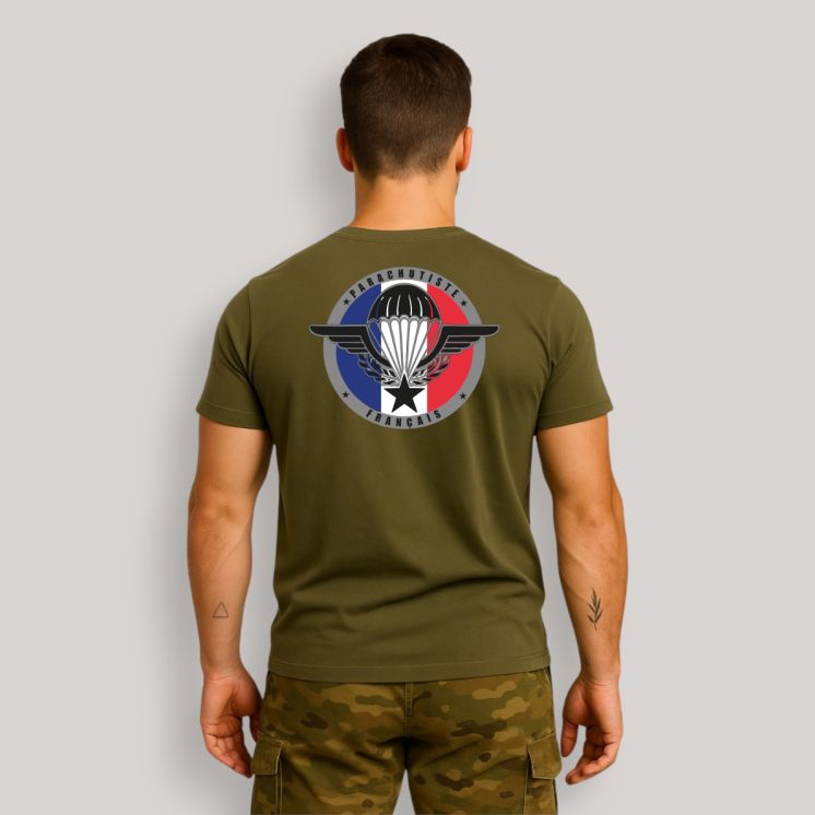 T-shirt Parachutiste Français Kaki T-shirt Parachutiste Français Kaki