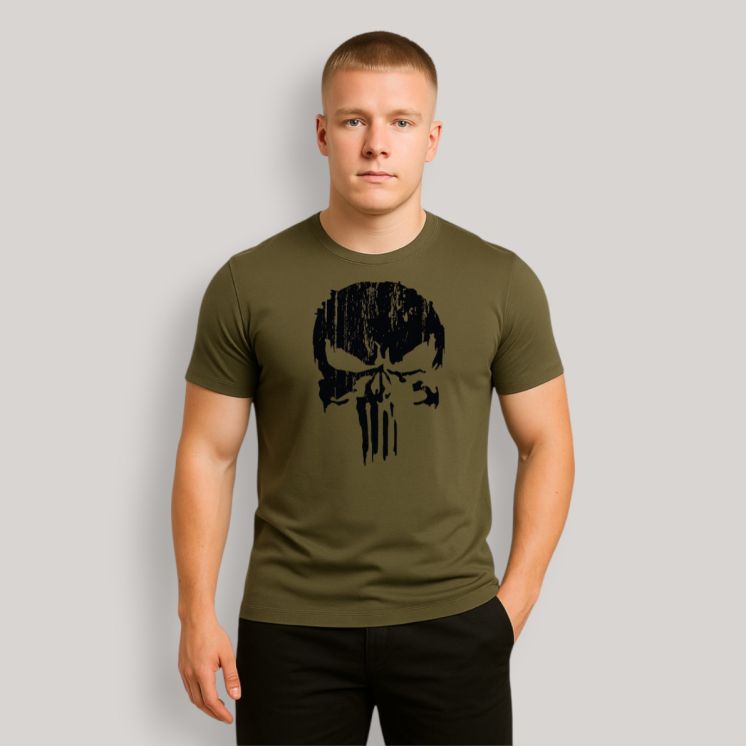 T-shirt Punisher Noir Kaki