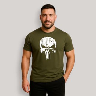 T-shirt Punisher Blanc Kaki