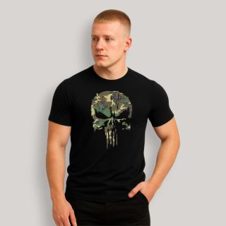 T-shirt Punisher Camo Noir
