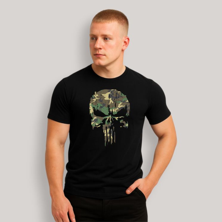 T-shirt Punisher Camo Noir