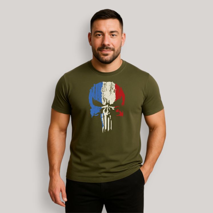 T-shirt Punisher France Kaki T-shirt Punisher France Kaki