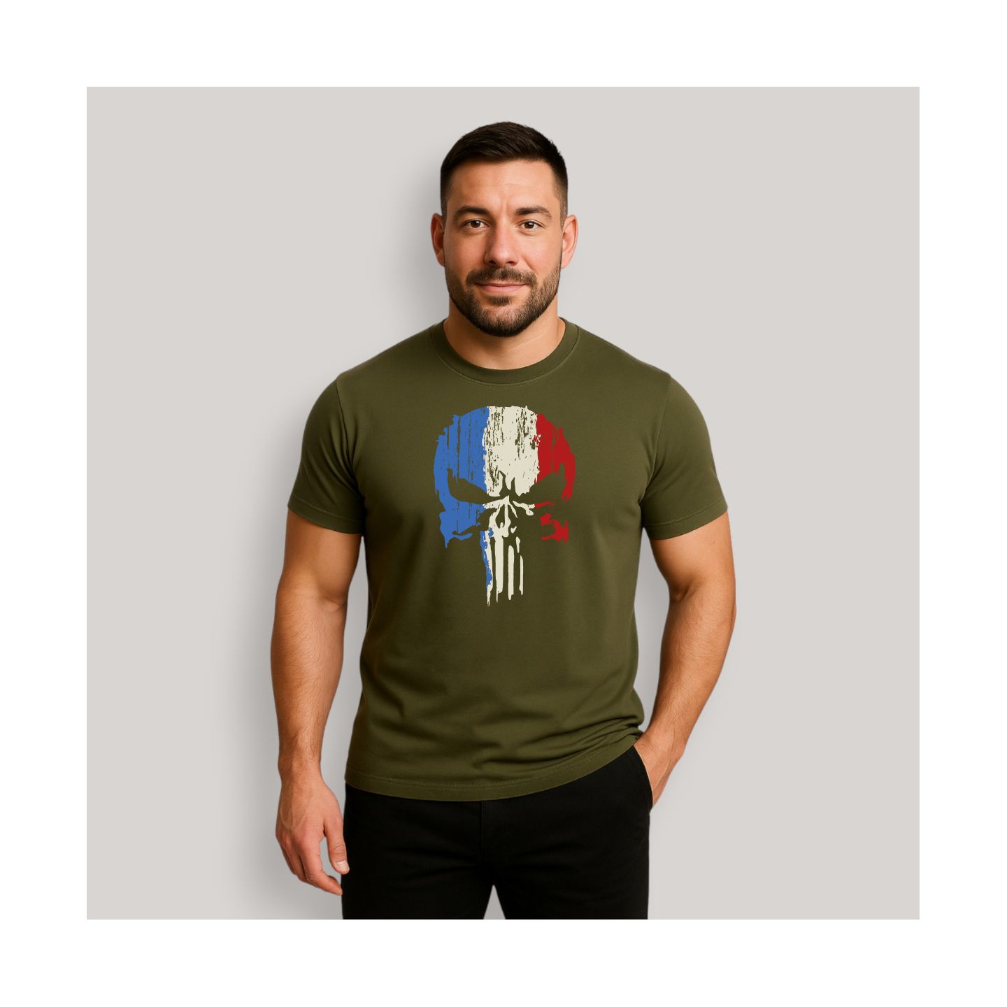 T-shirt Punisher France Kaki T-shirt Punisher France Kaki