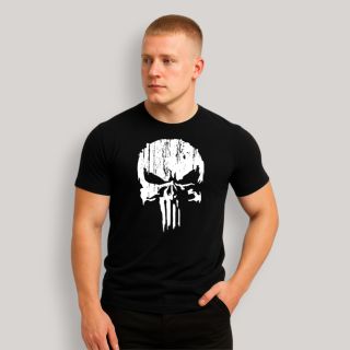 T-shirt Punisher Blanc Noir