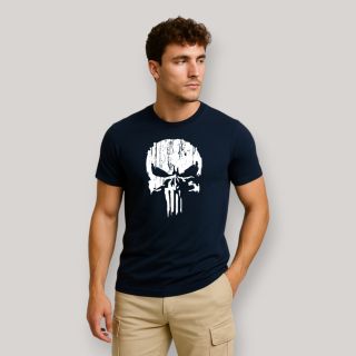 T-shirt Punisher Blanc Marine