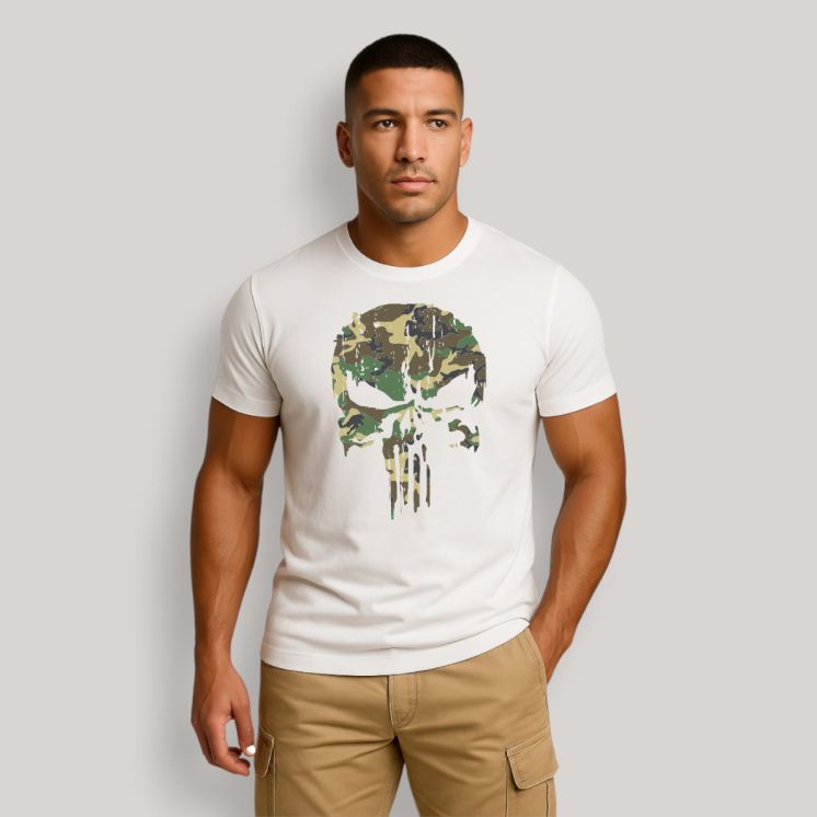 T-shirt Punisher Camo Blanc T-shirt Punisher Camo Blanc