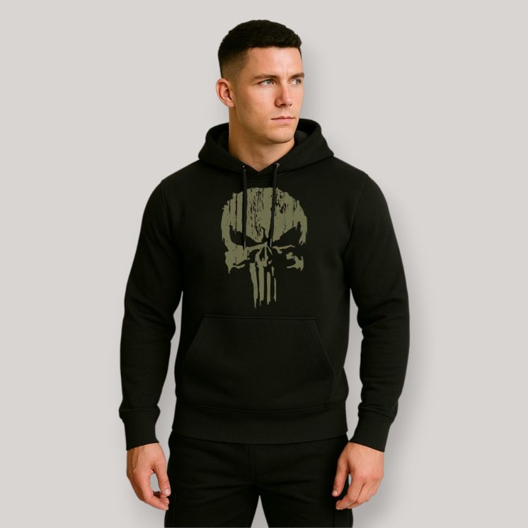 Sweat-shirt Punisher Kaki Noir