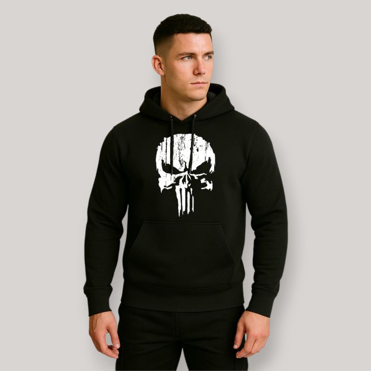Sweat-shirt Punisher Blanc Noir