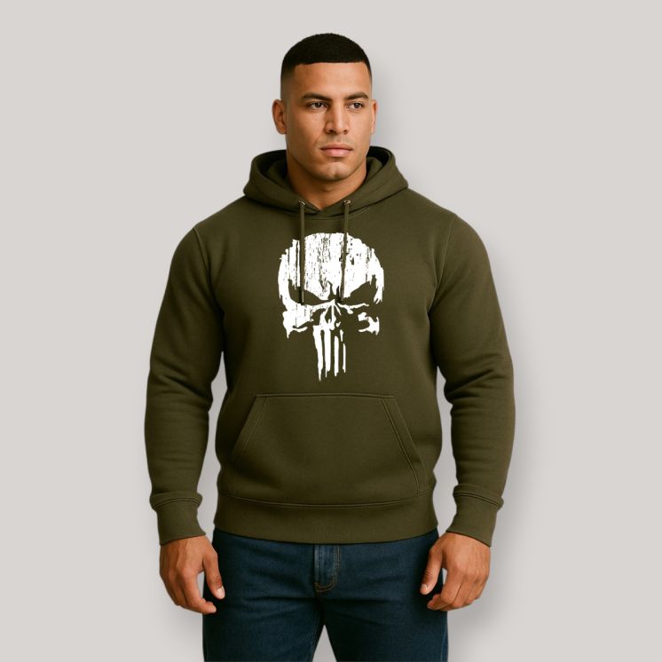 Sweat-shirt Punisher Blanc Kaki