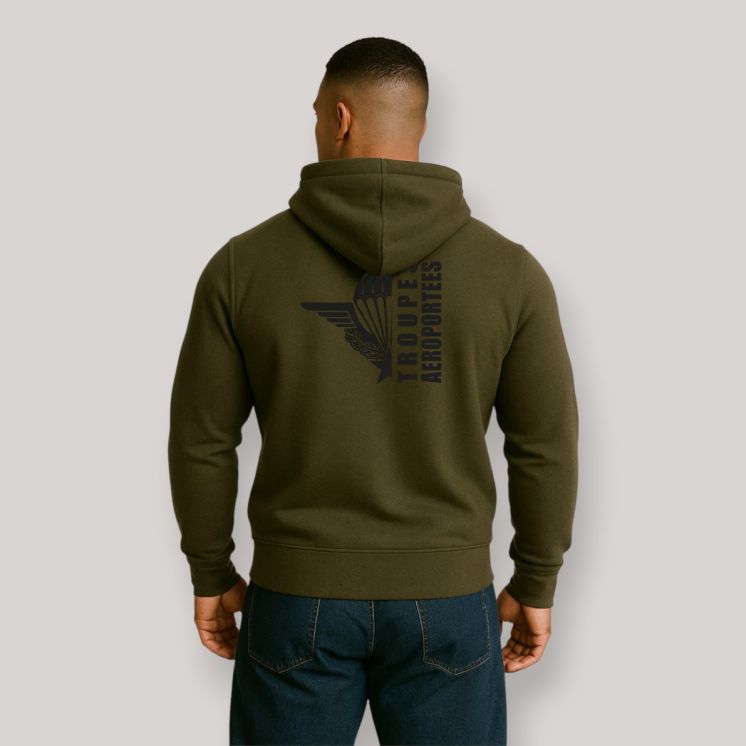 Sweat-shirt Troupes Aéroportées design Kaki